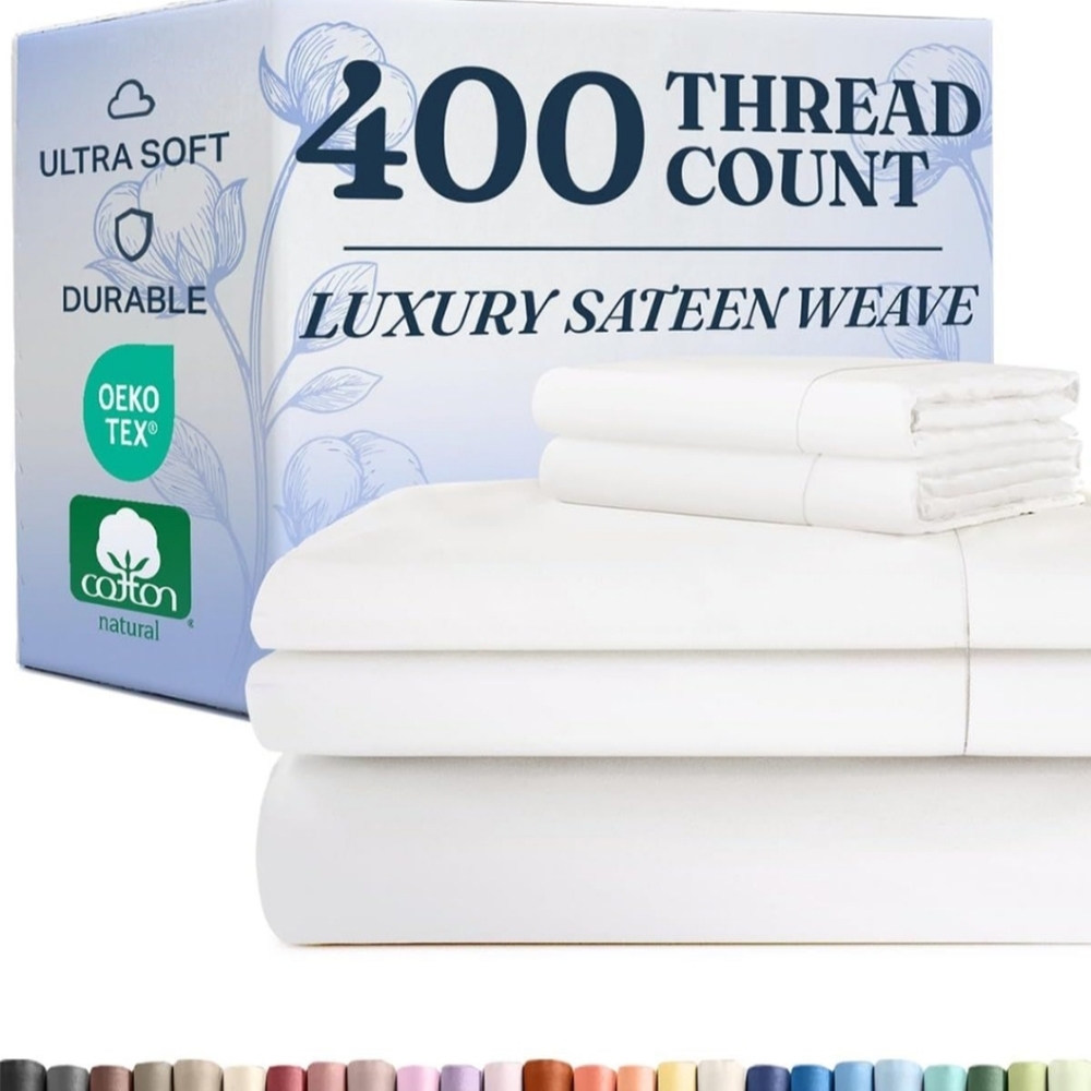 CGK Unlimited 400 Thread Count Cotton Bed Sheet Set Sheets Satee Split King New